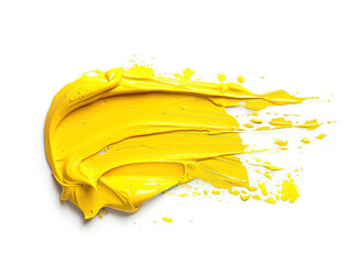 Yellow stroke of paint isolated on white background, high quality, high detail