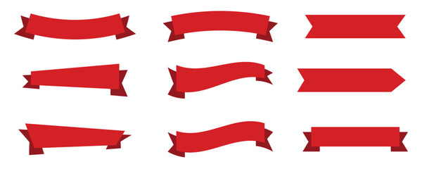 vector red ribbons set for banner promotion and advertising