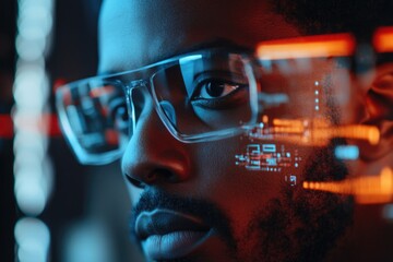 Poster - A close-up shot of a person wearing glasses, great for portraits and identity photos