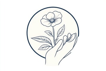 Poster - A person holding a flower within a circular shape