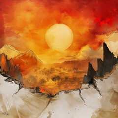 Wall Mural - the world cracked, fantasy art