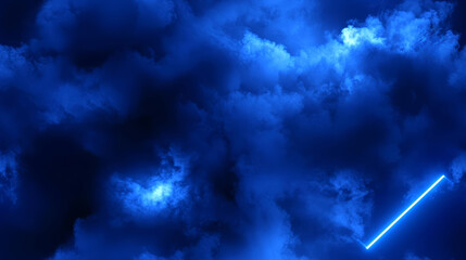 Wall Mural - seamless 3d rendering, abstract futuristic background with neon geometric shape and stormy cloud on 