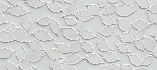 Wall Mural - seamless white geometric leaves 3d tiles texture background banner panorama , isolated on white back