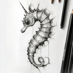 seahorse, animal, illustration, art, symbol, seahorse, golden, draw, vector, spine, tattoo, sea, design, decoration, fantasy, ornament, power