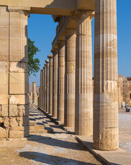 Wall Mural - Ruins of ancient acropolis temple in Lindos, Rhodes