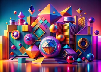 Wall Mural - Futuristic abstract background with vibrant colors and geometric shapes for innovative design concepts