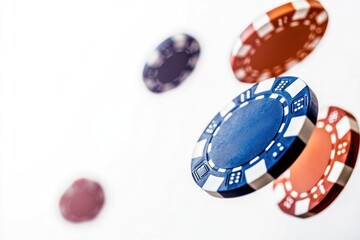 A close-up shot of a pile of poker chips, perfect for use in images about gaming, luck, or financial concepts