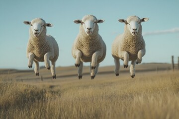 Poster - Sheep grazing in a green meadow