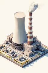 Poster - A large industrial factory with smoke coming out of its stacks, suitable for use in images about industry, business or environmental topics