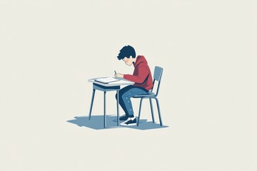 Wall Mural - A person sitting at a desk with a laptop in a focused work environment