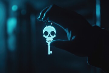 Wall Mural - A person holds a skeleton key in their hand, perfect for use as a symbol of access or secrets