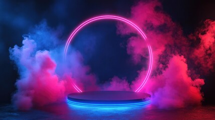 Sticker - A glowing neon circle with smoke emerging from it, perfect for futuristic or sci-fi themes