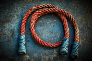 Canvas Print - Close-up shot of a rope on a metal surface, useful for various applications such as manufacturing, industry, or architecture