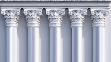 Wall Mural - white columns from ancient architecture, setting realistic greek civilization building decor, and mu