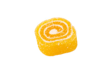 Canvas Print - Jelly sweet candy roll isolated on a white background. Marmalade candy.