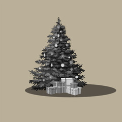 Christmas tree in retro style