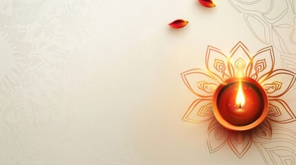 Diwali Business Presentation Slide with Rangoli Pattern and Glowing Diya for Design and Print