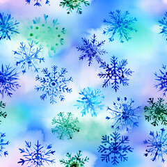 Snowflake Pattern Boca Background with blue green and white colors