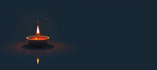 Minimalist Diwali Social Media Design Featuring a Glowing Diya for Corporate and Personal Use