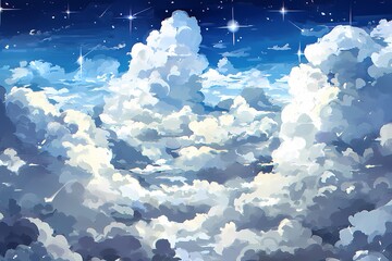 Wall Mural - serene blue sky with fluffy white clouds