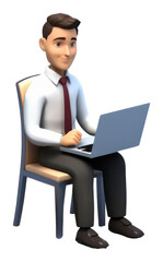 Poster - PNG Businessman on desk laptop furniture computer.