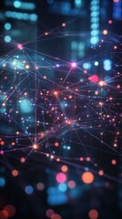 Wall Mural - glowing network of interconnected nodes and lines representing digital connectivity, data transfer, 