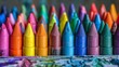 © dDenVil - Vibrant Box of Crayons in a Row, Close-Up Colorful Art Accessories for Creative Use