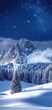 © Taras Vykhopen - Serene winter night landscape featuring snow-covered mountains under a starry sky and soft moonlight
