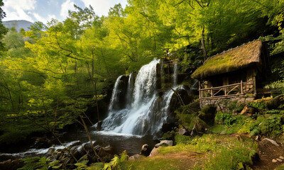 waterfall in the forest
