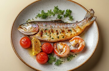 Delicious grilled shrimp seasoned with herbs and spices served on a decorative plate