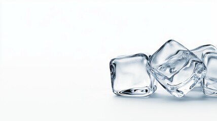 Canvas Print - Clear ice cubes arranged on a white surface, reflecting light in a bright setting