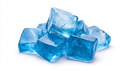 Canvas Print - Bright blue ice cubes stacked together, ready for drinks or summer refreshments on a clean background