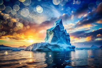 Poster - Majestic Iceberg Towering Above Ocean Waters, Symbolizing Nature's Power and Titanic Tragedy