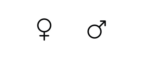 Gender sign icon. Male and female, man and woman sign vector, symbol, logo, illustration, editable stroke, flat design style isolated on white