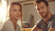 © top images - A couple enjoying a warm moment together while working on a home improvement project in their cozy living space