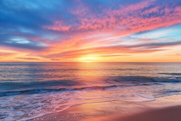 Wall Mural - sunset sky over sea and beach