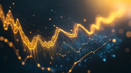 Fototapete - Dynamic Financial Data Visualization with Golden Trends