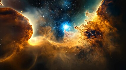 Wall Mural - A bright star shines through a dense cloud of gas and dust in space