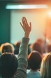 © Riaz Khan Awan - Group people in a meeting, one raising a hand, setting a tone engagement and anticipation.