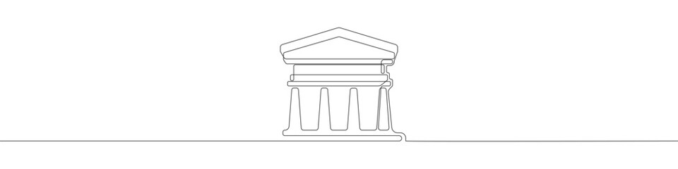 Wall Mural - Bank icon icon line continuous drawing vector. One line temple icon vector background. Building with columns icon. Continuous outline of a theater icon.