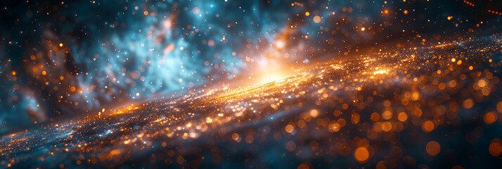 Canvas Print - abstract cosmic landscape with vibrant glowing particles, depicting a mesmerizing space environment 