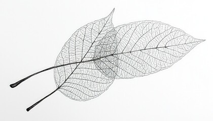 Line art dried leaves capturing natural textures
