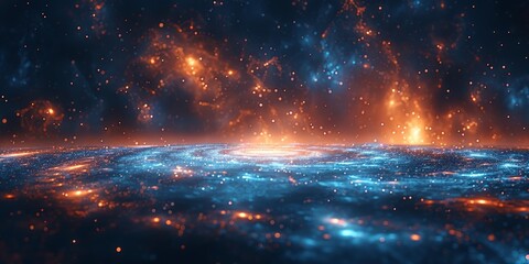 Canvas Print - galactic scene with glowing stars and swirling energy, representing the vastness of space and cosmic