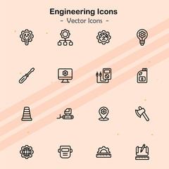 Icons illustrating additional elements of engineering and design.