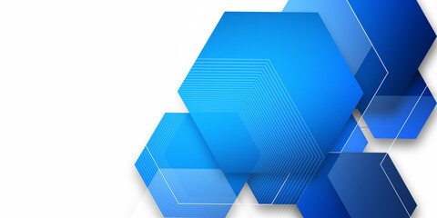 Hexagons blue pattern. Geometric abstract background with simple hexagonal elements. Medical, technology or science design
