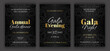 © shevalierart - Luxury black annual gala dinner, night, evening invitation template set with golden text. Baroque style retro ornate pattern background. EPS 10 vector illustration.