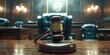 © CinimaticWorks - judge gavel in a courtroom setting representing the start of a civil case hearing with a courtroom attastor speaking to the magistrate during the federal court’s trial proceedings