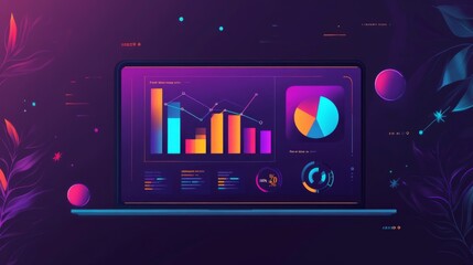 Poster - Vibrant Data Visualization on Laptop Screen