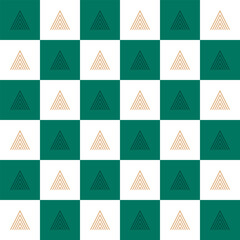 Wall Mural - Luxury Christmas pattern with gold geometric christmas tree shapes. Repeatable christmas pattern for gift wrap, wrapping paper, christmas cards. Elegant Christmas pattern vector in green and gold. 