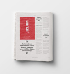 Wall Mural - Newspaper Advertising Banner on Magazine, Brochure Mockup 3D Rendering